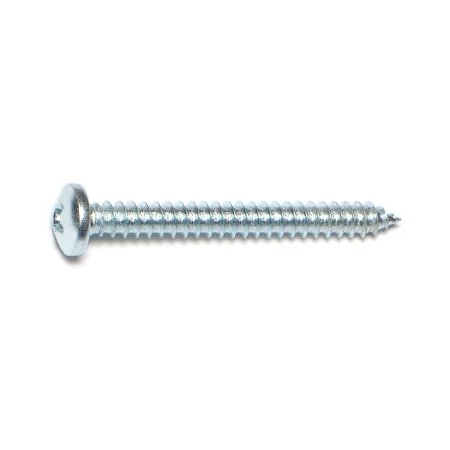 Midwest Fastener Sheet Metal Screw, #8 x 1-1/2 in, Zinc Plated Steel Pan Head Phillips Drive, 100 PK 03244